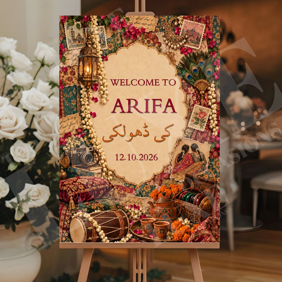 Vibrant Mehndi Dholki Welcome Sign