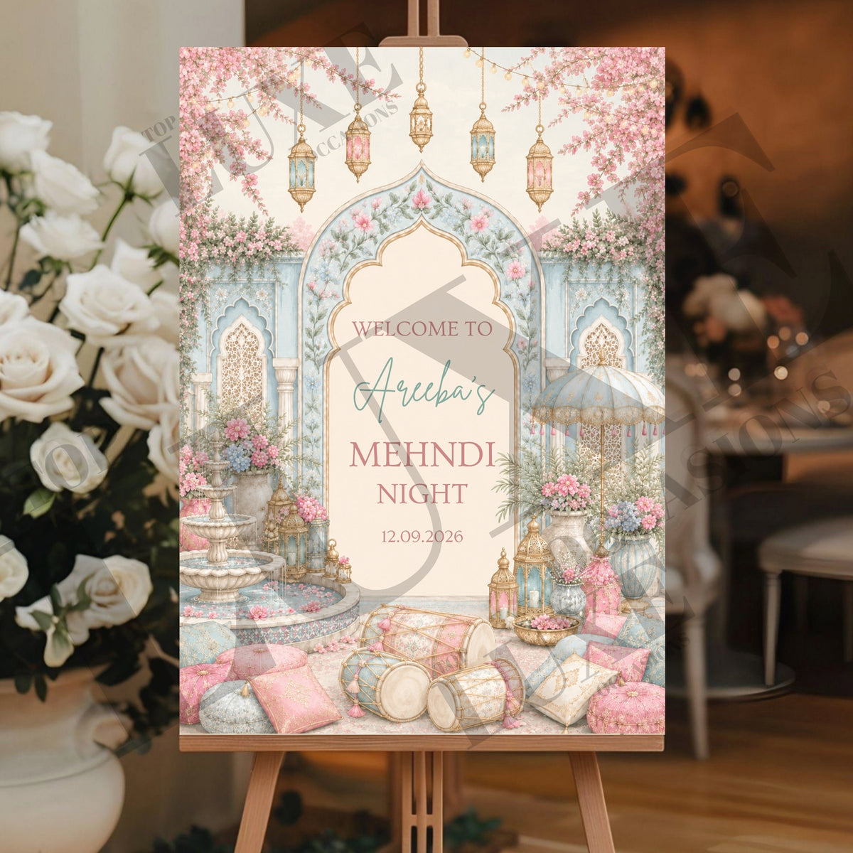 Pastel Mehndi Dholki Welcome Sign