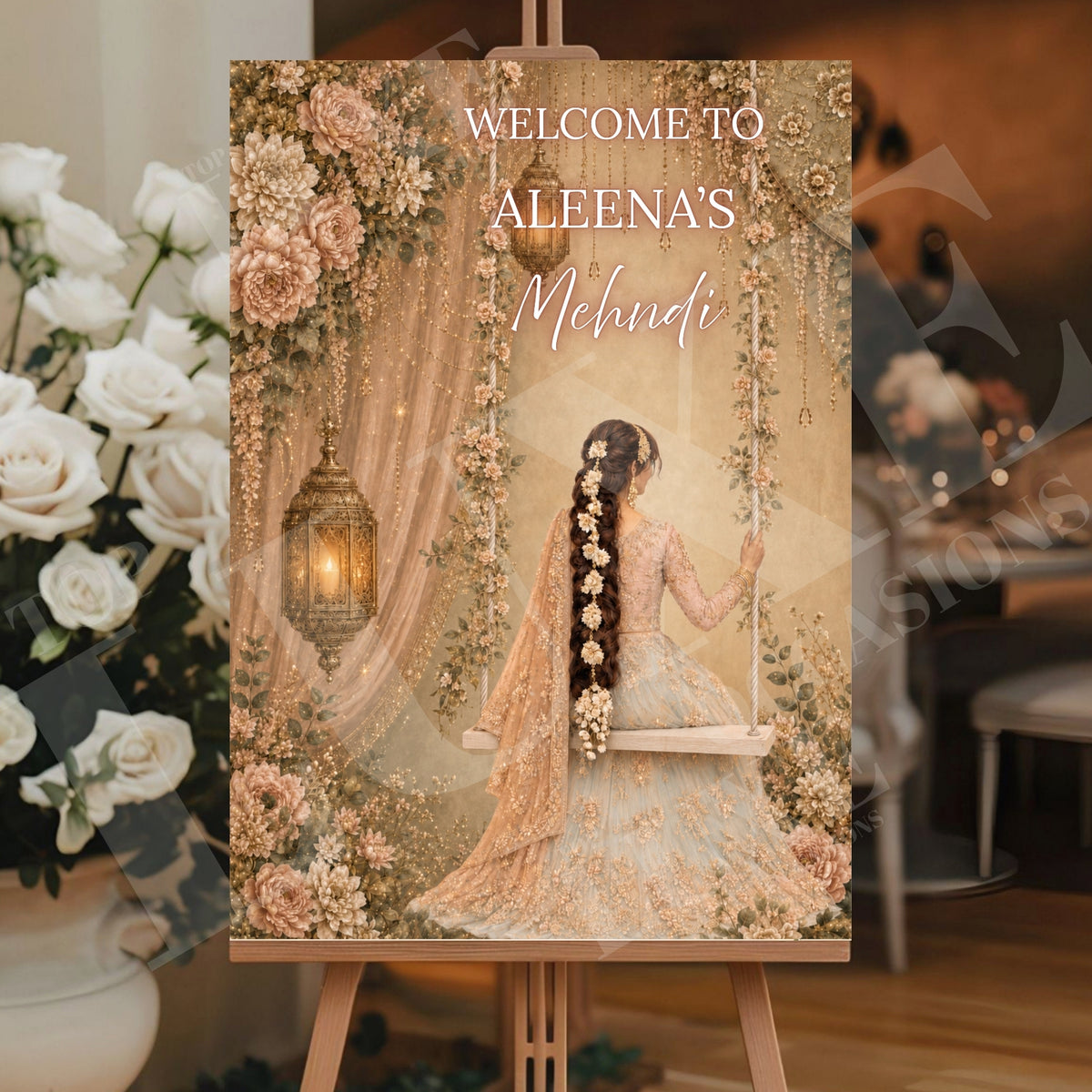 Vibrant Mehndi Dholki Welcome Sign