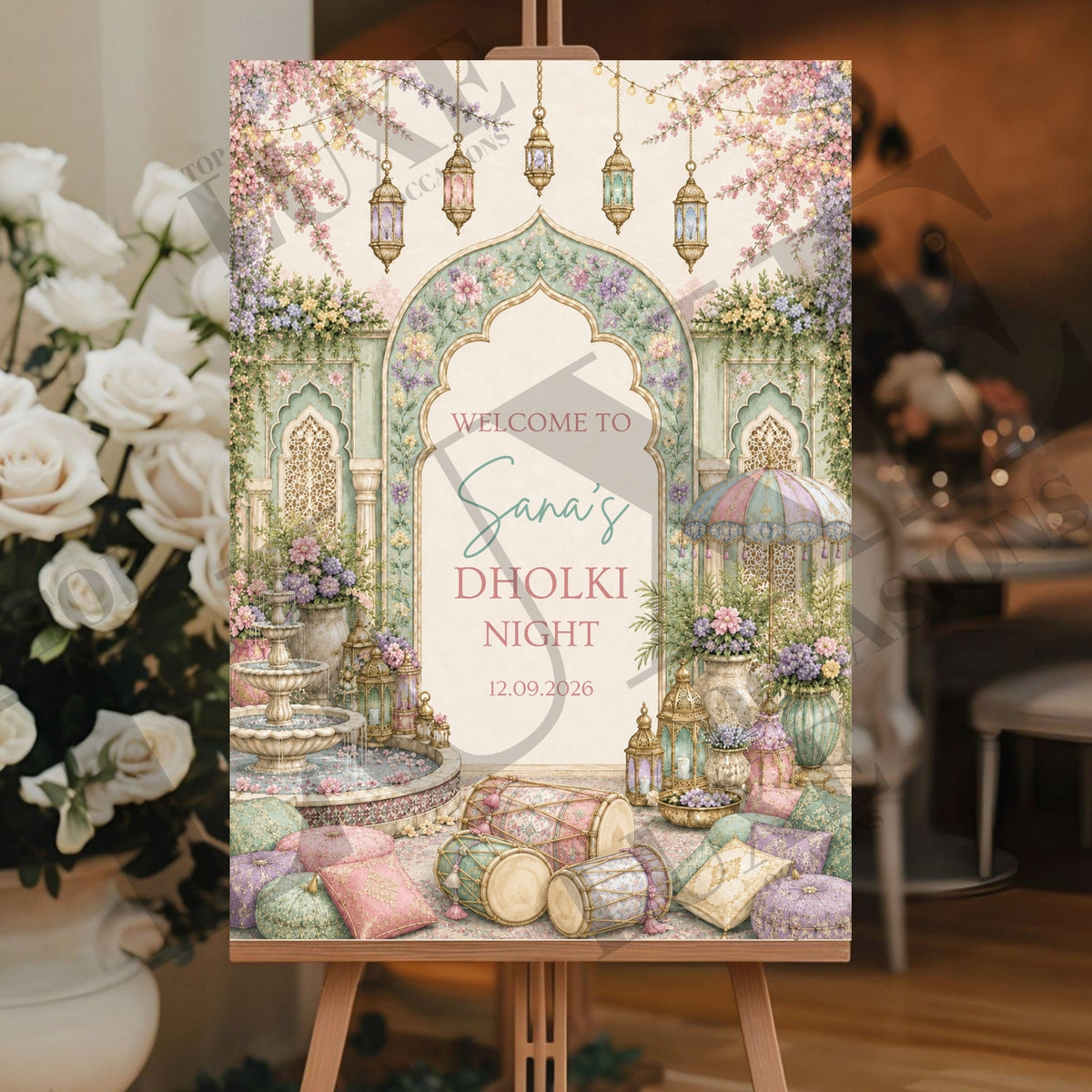 Pastel Mehndi Dholki Welcome Sign