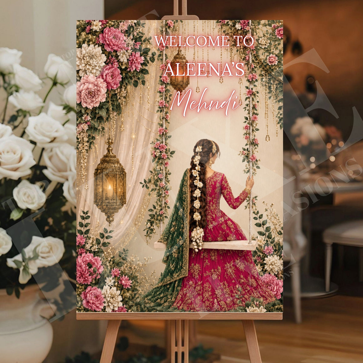 Vibrant Mehndi Dholki Welcome Sign