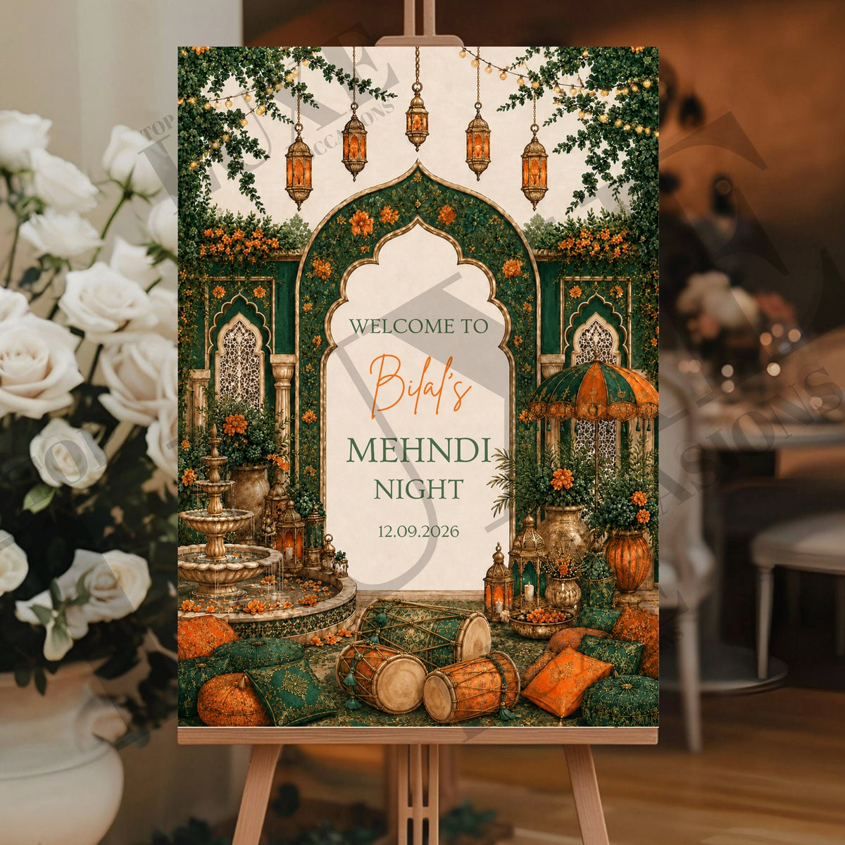 Vibrant Mehndi Dholki Welcome Sign