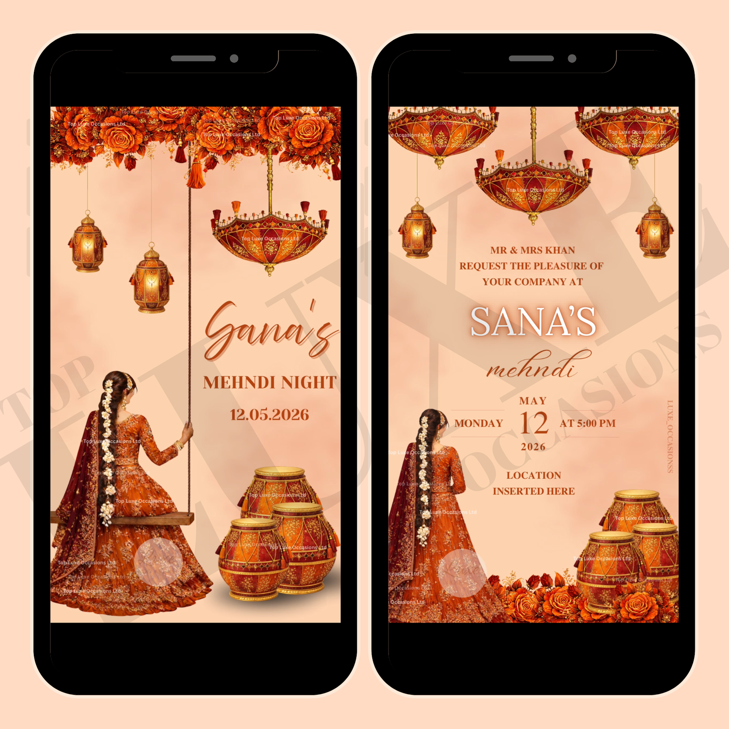 Mughal Edit Girls Mehndi Dholki Video Invite