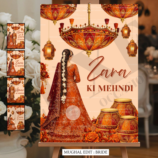 Girls Mughal Mehndi Dholki Welcome Sign