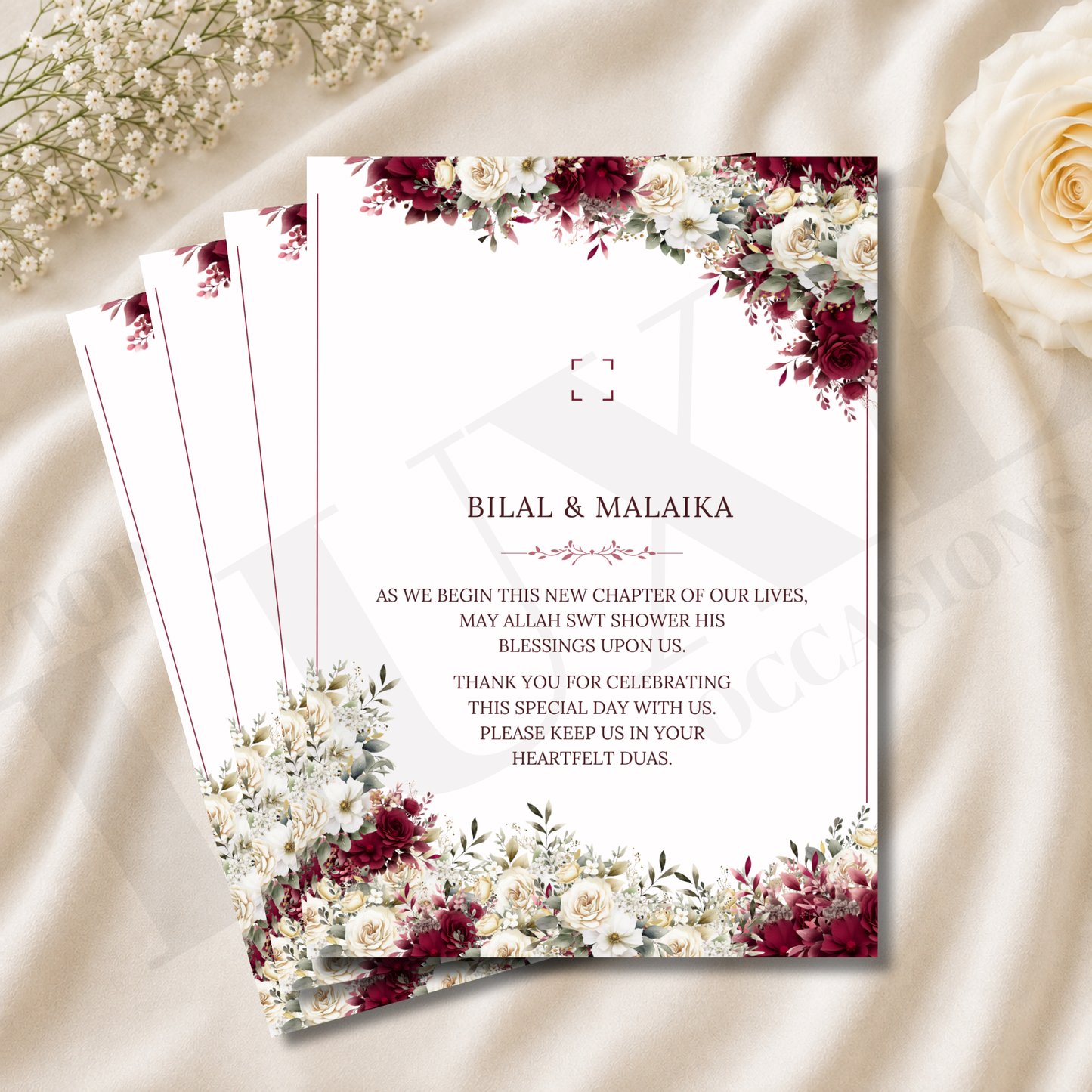 Nikkah Baraat Walima Favour Card