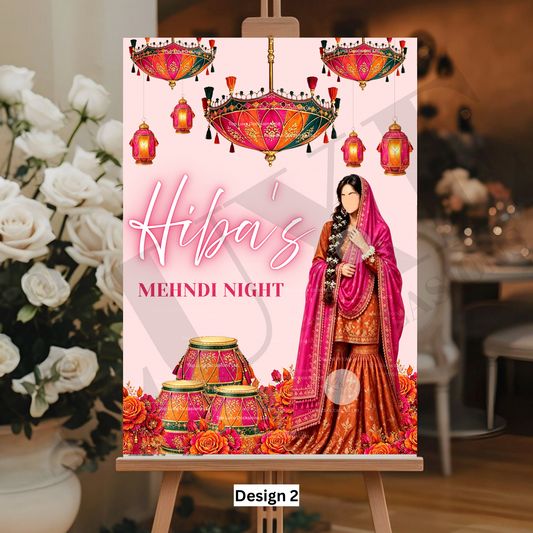 Girl Sharara Mehndi Dholki Wecome Sign