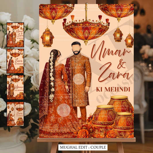 Joint Mughal Mehndi Dholki Welcome Sign