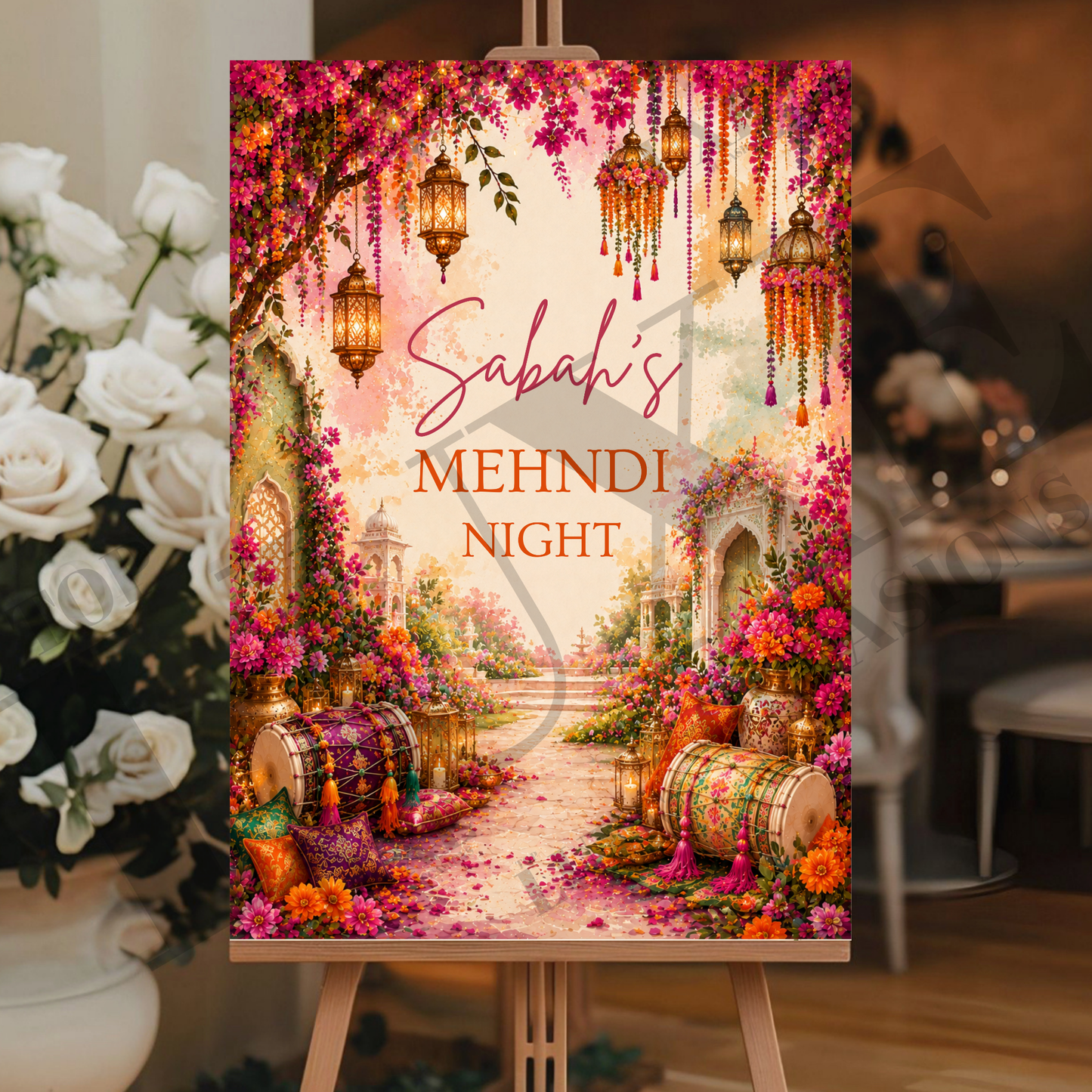 Vibrant Mehndi Dholki Welcome Sign