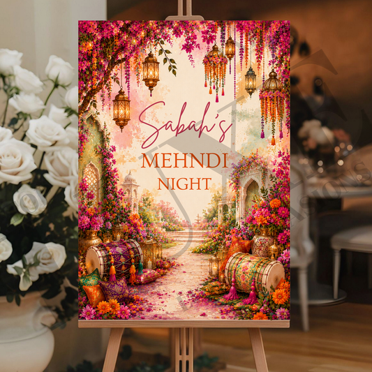 Vibrant Mehndi Dholki Welcome Sign