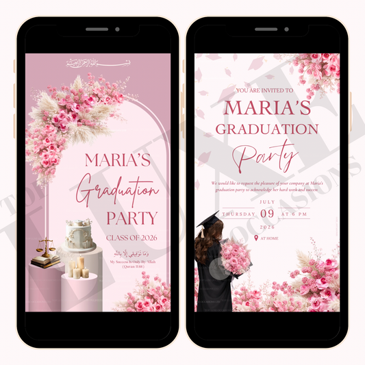 Aesthetic Girl’s Graduation Party Video Invite
