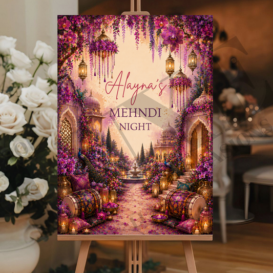 Vibrant Mehndi Dholki Welcome Sign