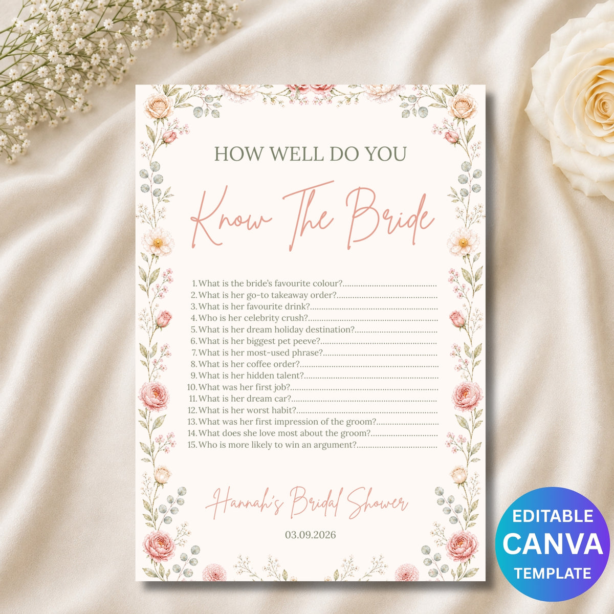 Editable Canva Bridal Shower Games Bundle, Would She Rather, How Well Do You Know the Bride, Advice for the Bride