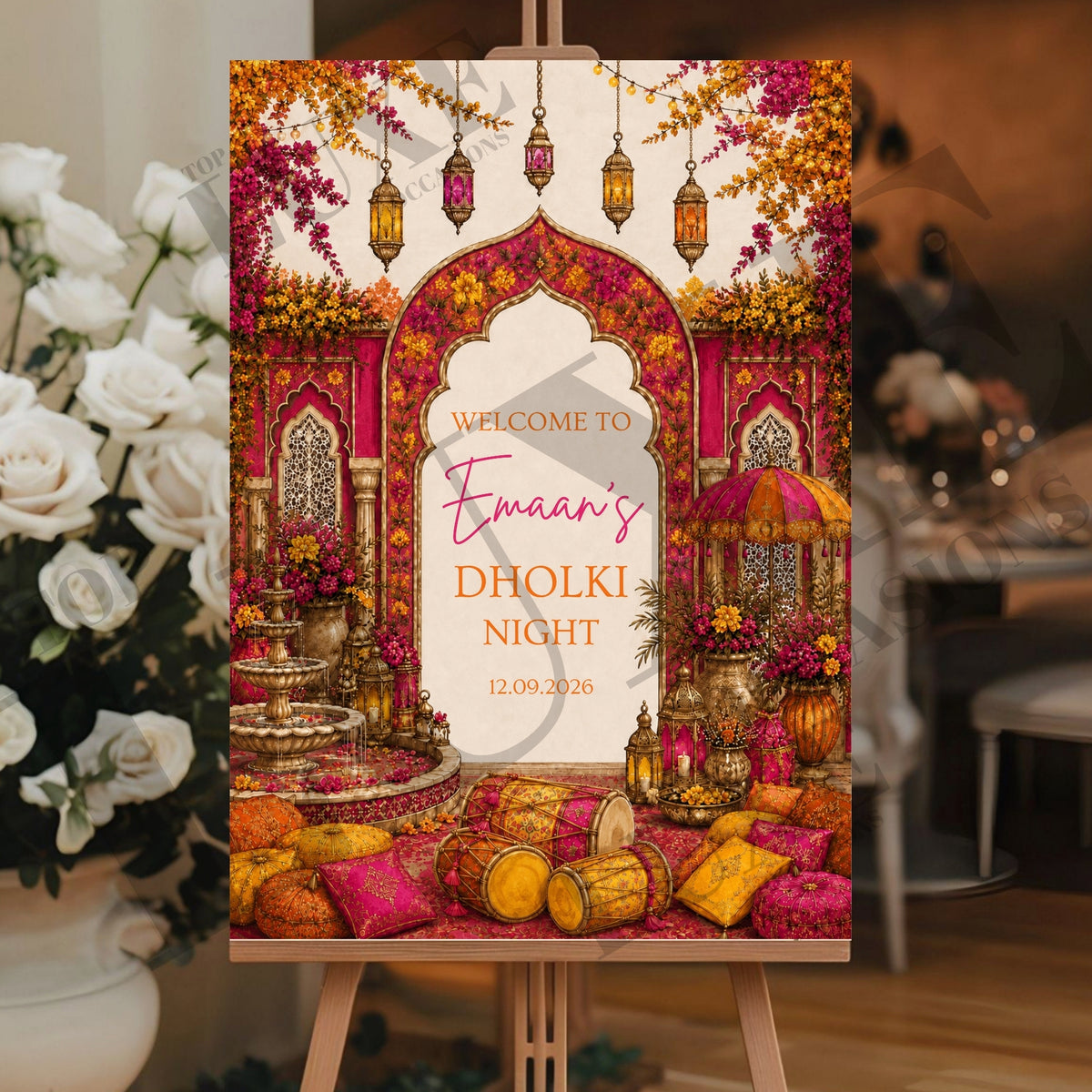 Vibrant Mehndi Dholki Welcome Sign