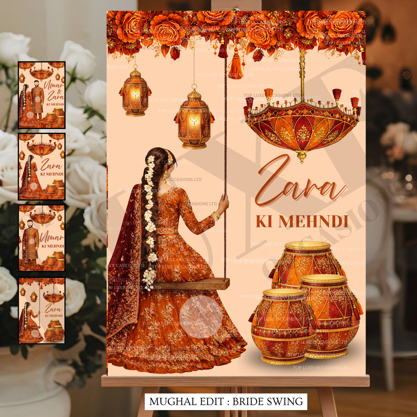 Girls Swing Mughal Mehndi Dholki Welcome Sign