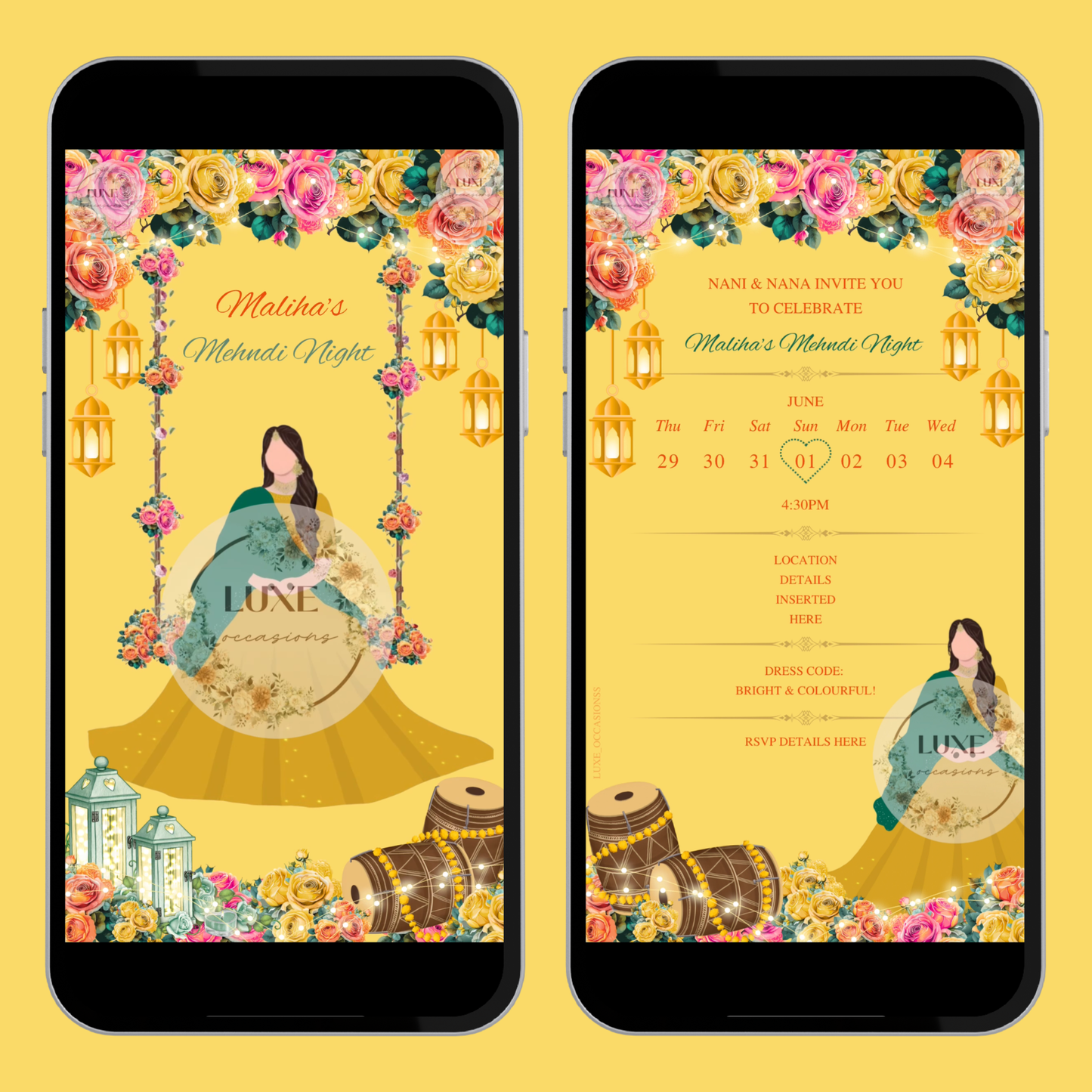 Vibrant Swing Girls Mehndi Dholki Video Invite
