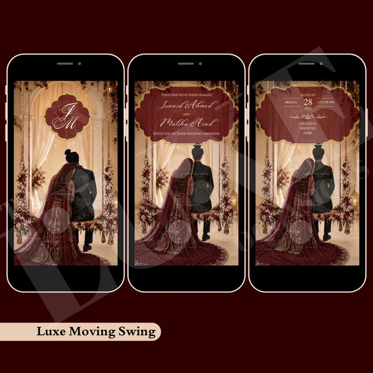 Traditional Maroon Swinging Couple Nikkah | Baraat | Walima Video Invite