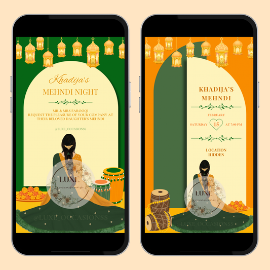 Vibrant Girls Mehndi Dholki Video Invite