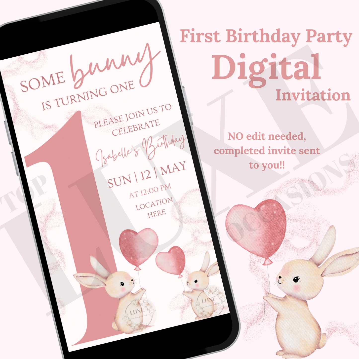Bunny Birthday Photo Invite