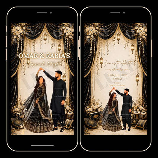 Animated Twirling Bride Qawali Night Video Invite