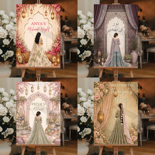 Custom Mehndi Dholki Board + Faceless Portrait