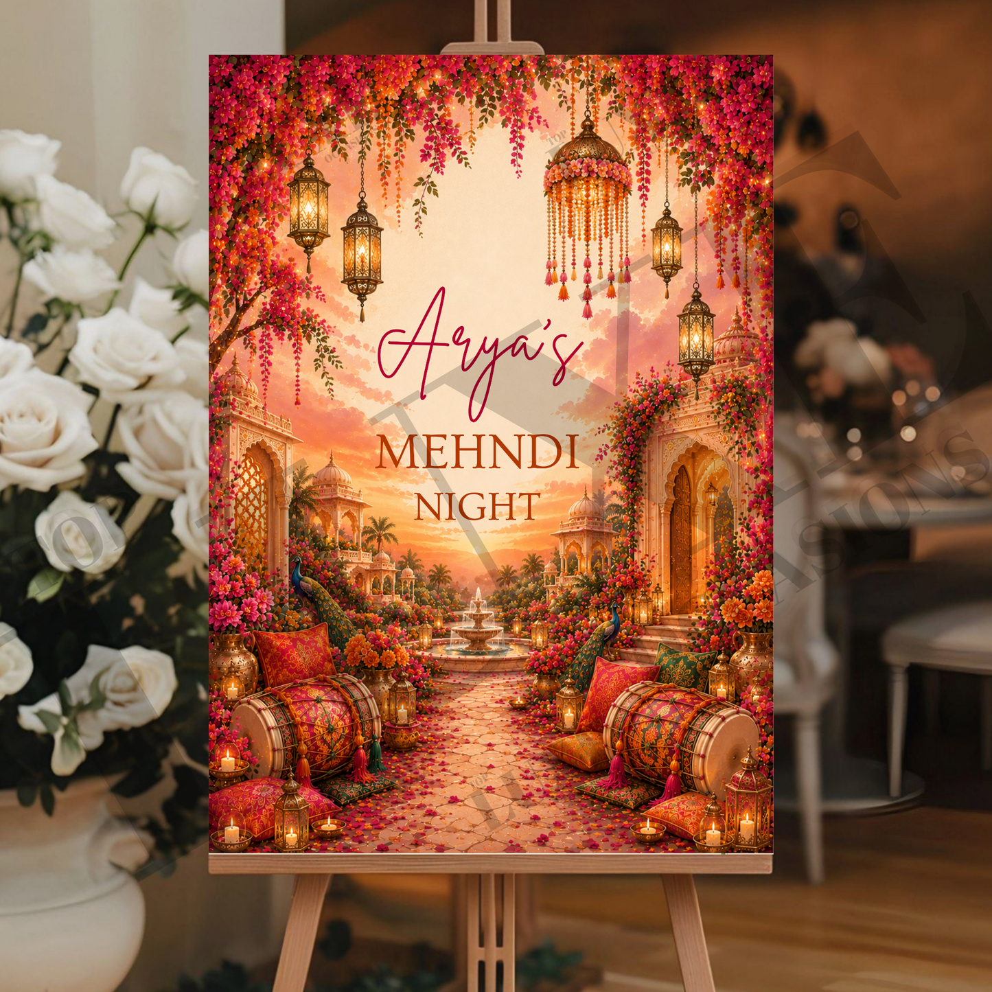 Vibrant Mehndi Dholki Welcome Sign