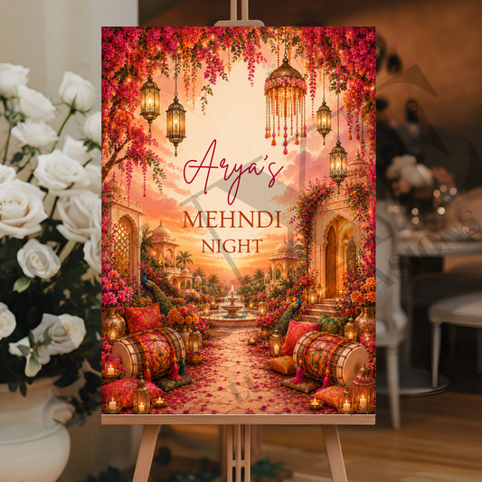 Vibrant Mehndi Dholki Welcome Sign