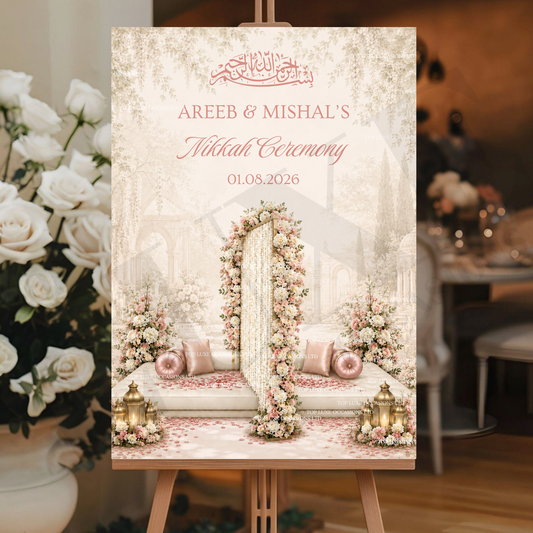Pink Luxury Nikkah Partition Board
