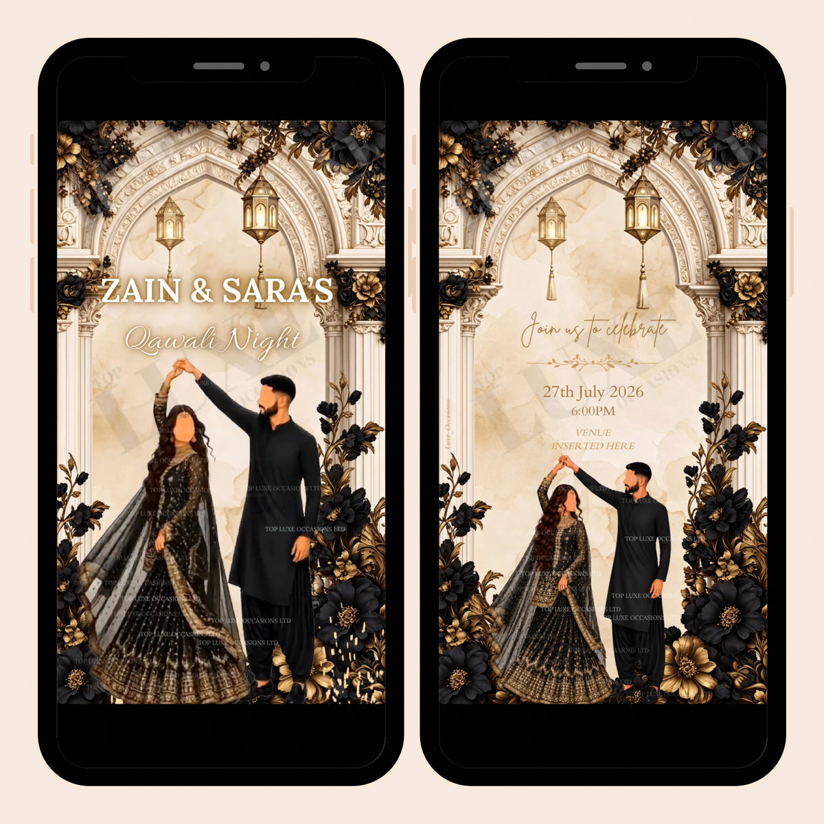 Animated Twirling Bride Qawali Night Video Invite