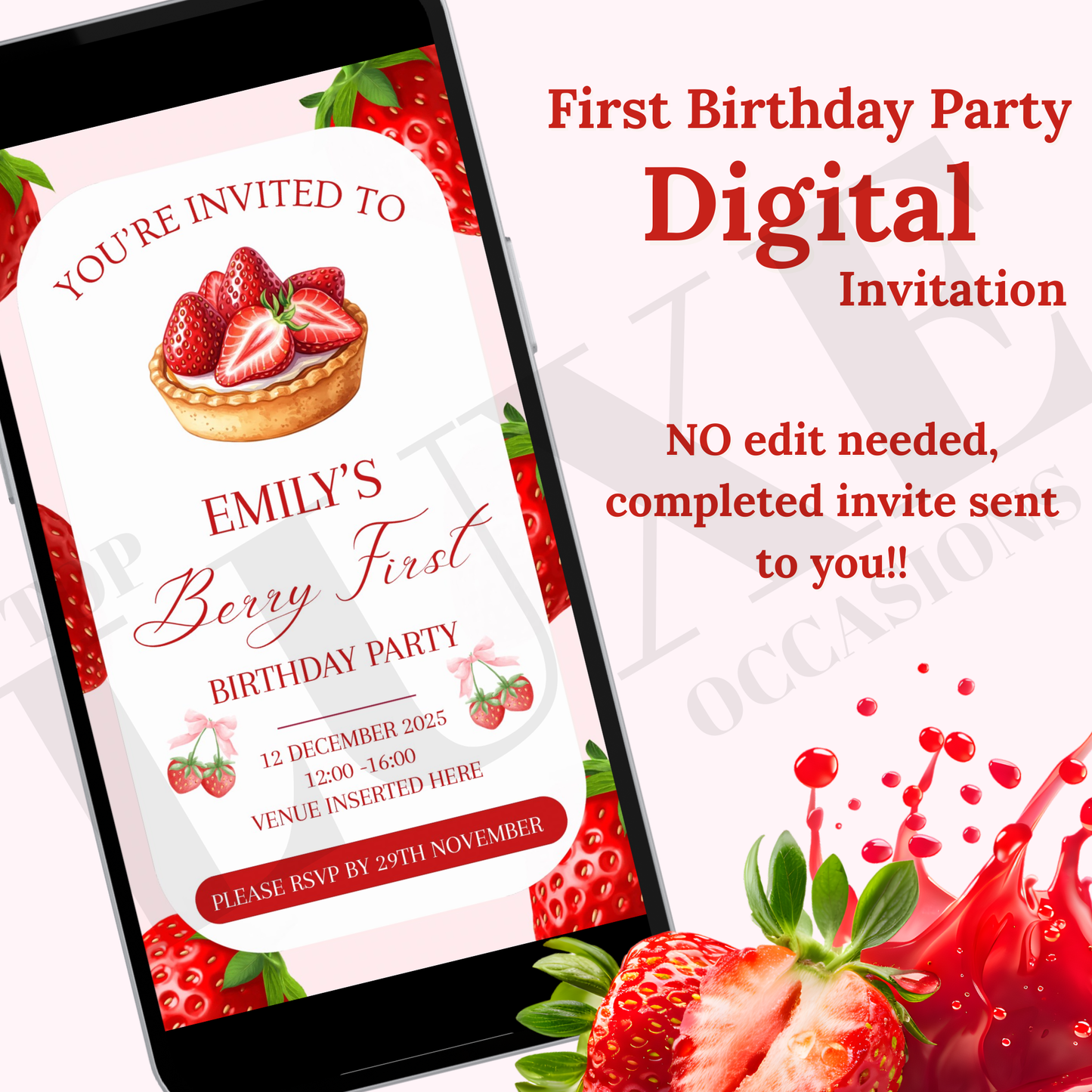 Berry First Birthday Photo Invite