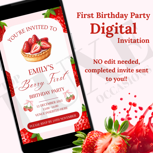 Berry First Birthday Photo Invite