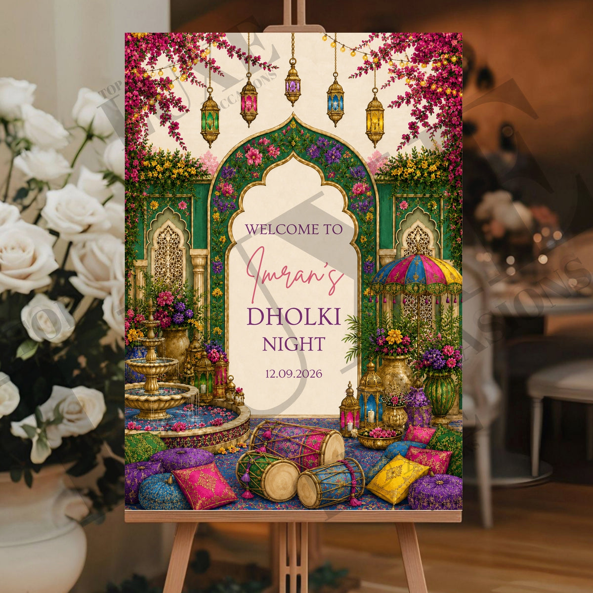 Vibrant Mehndi Dholki Welcome Sign