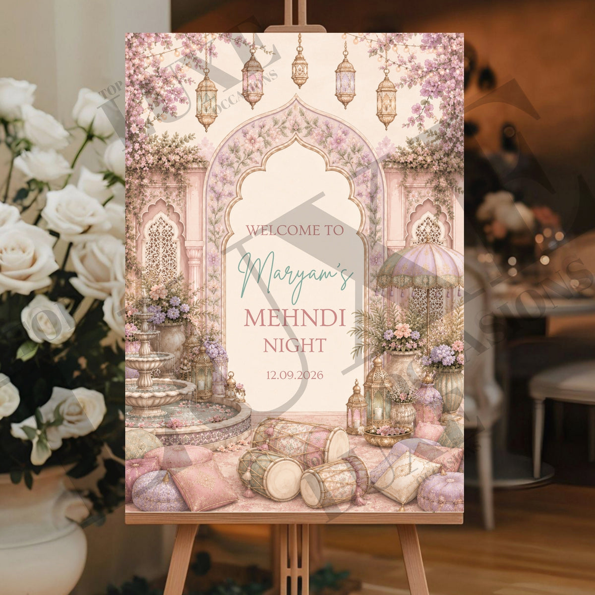 Pastel Mehndi Dholki Welcome Sign