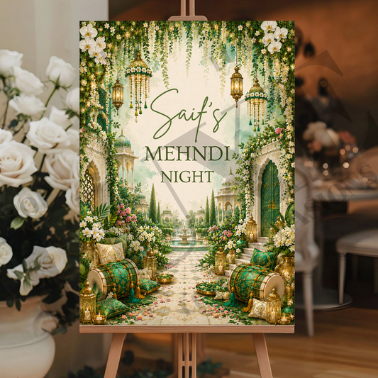 Vibrant Mehndi Dholki Welcome Sign