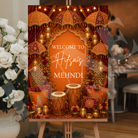 Mughal Mehndi Dholki Welcome Sign
