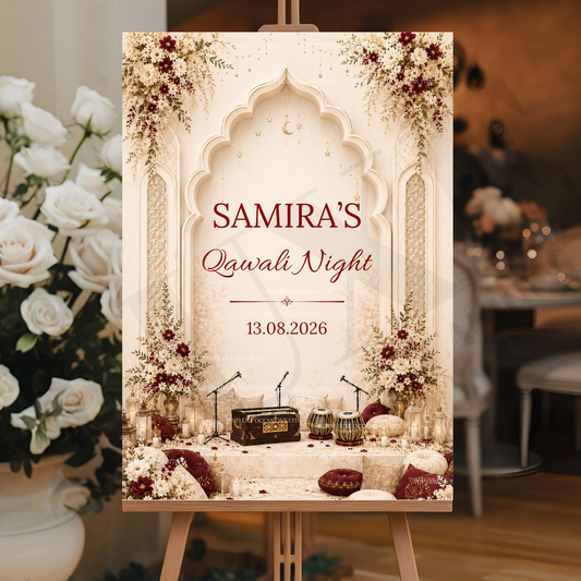 Aesthetic Boy/Girls Qawali Night Welcome Sign