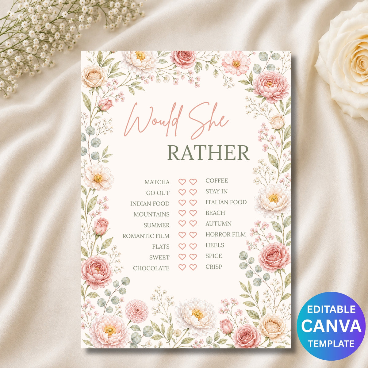 Editable Canva Bridal Shower Games Bundle, Would She Rather, How Well Do You Know the Bride, Advice for the Bride