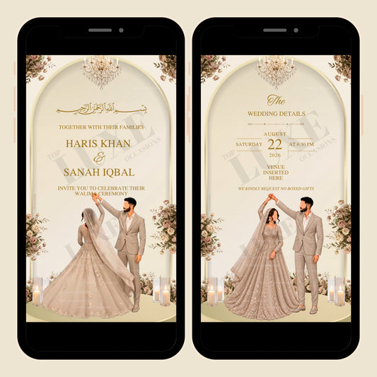 Animated Twirling Bride Nikkah | Baraat | Walima Video Invite