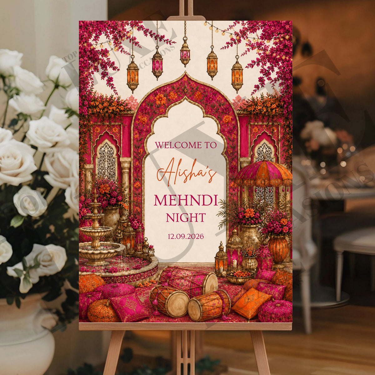 Vibrant Mehndi Dholki Welcome Sign