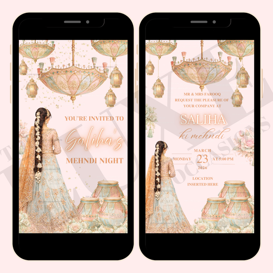 Pastel Edit Mehndi Dholki Video Invite