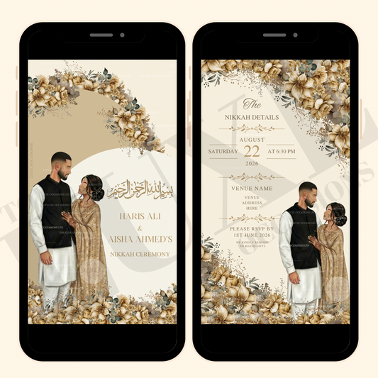 Beige Nikkah | Baraat | Walima Video Invite