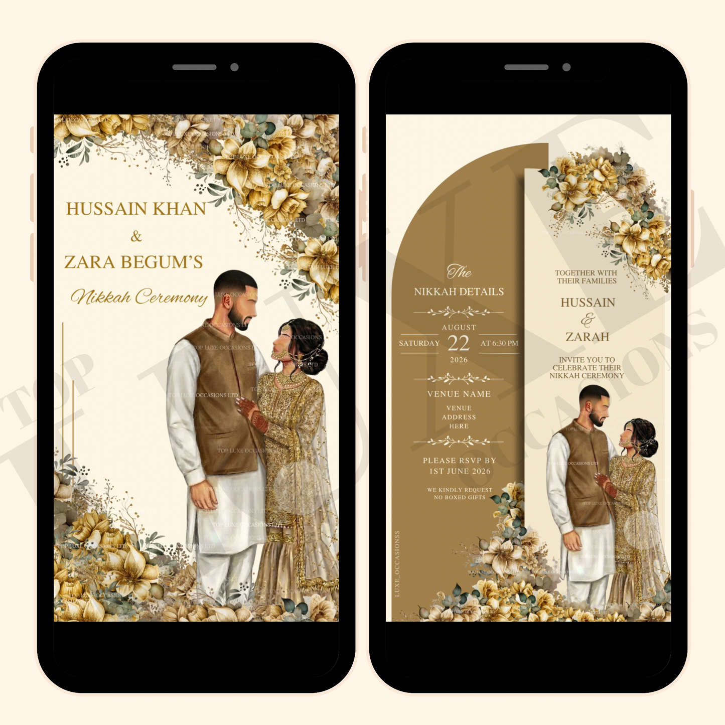 Gold Nikkah | Baraat | Walima Video Invite