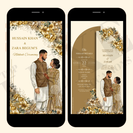Gold Nikkah | Baraat | Walima Video Invite