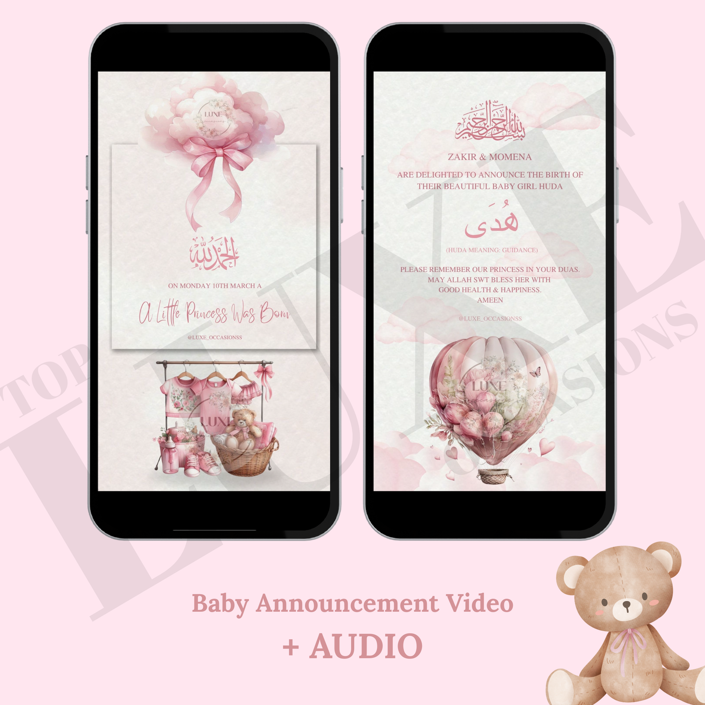 Pink Baby Girl Announcement Video