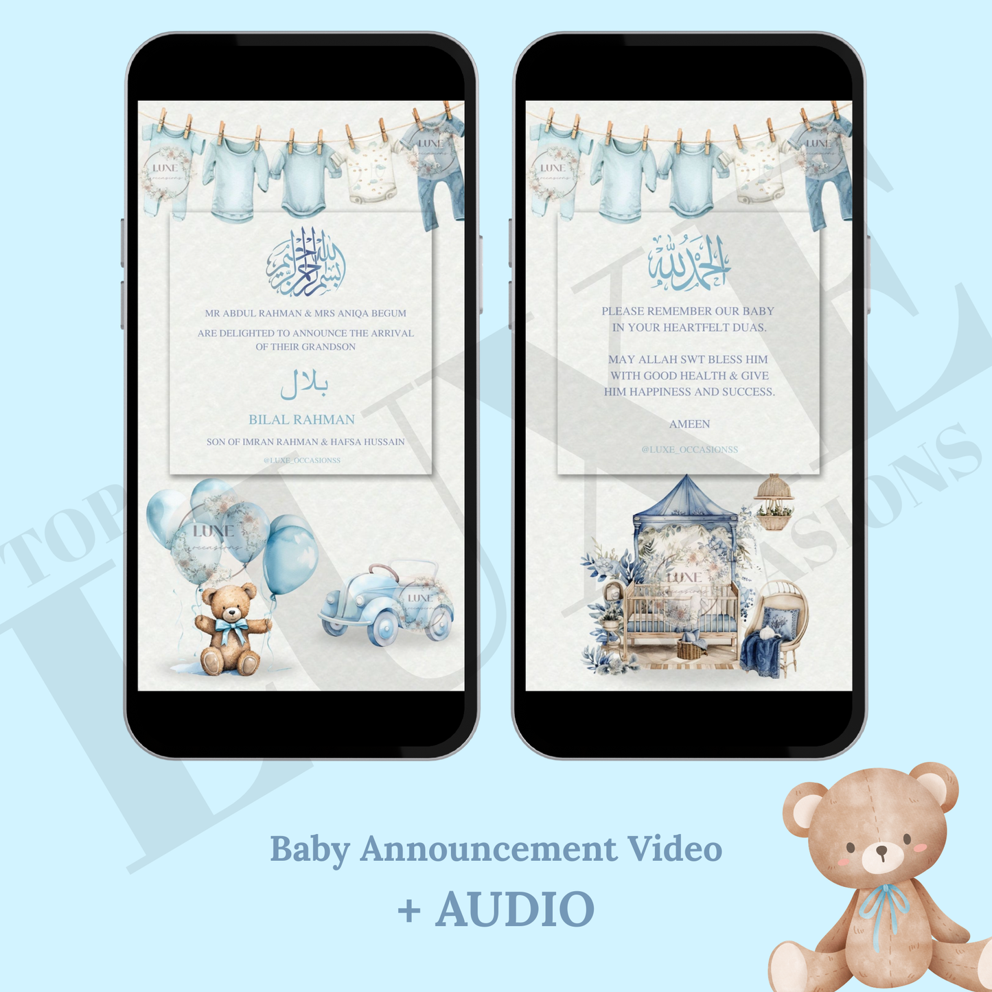Blue Baby Boy Announcement Video