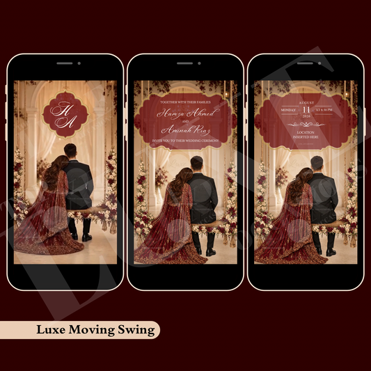 Traditional Maroon Swinging Couple Nikkah | Baraat | Walima Video Invite
