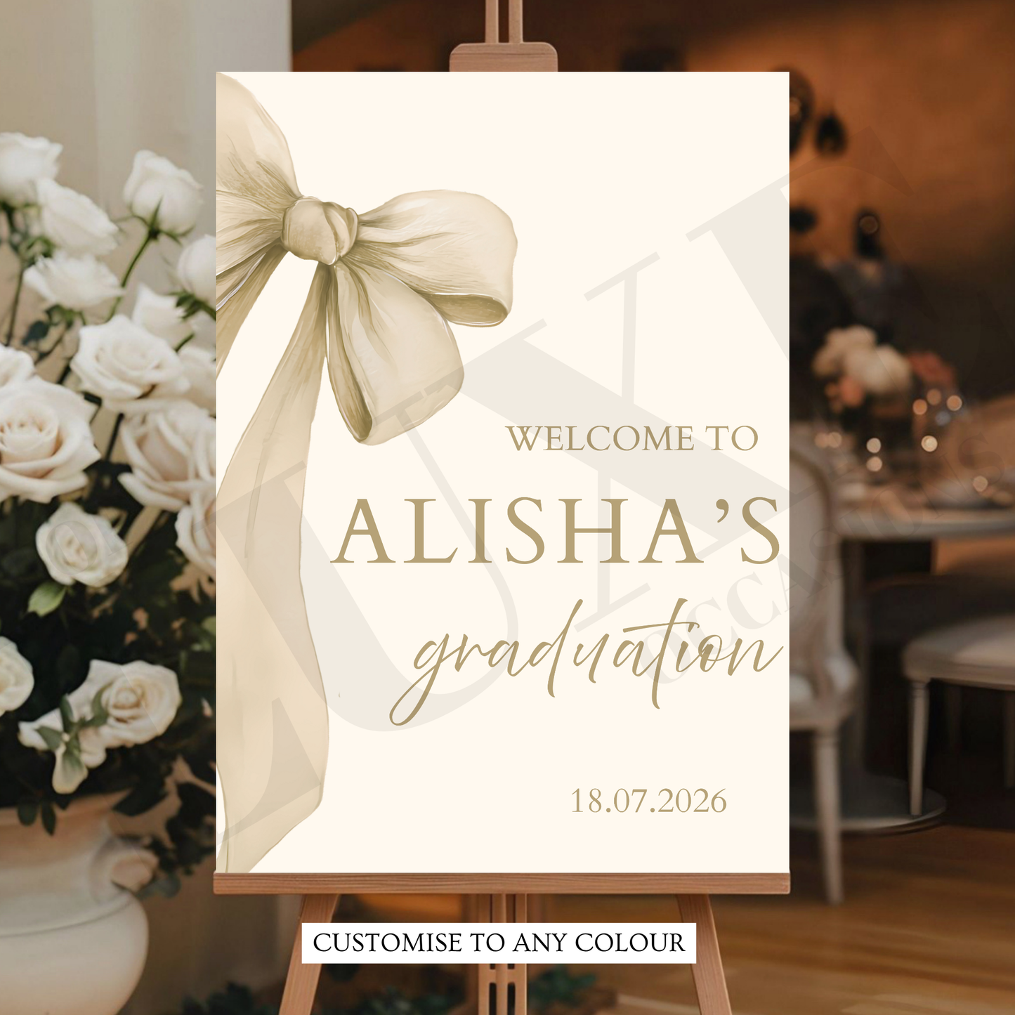 Aesthetic Bow Graduation Party Board (Any Colour)
