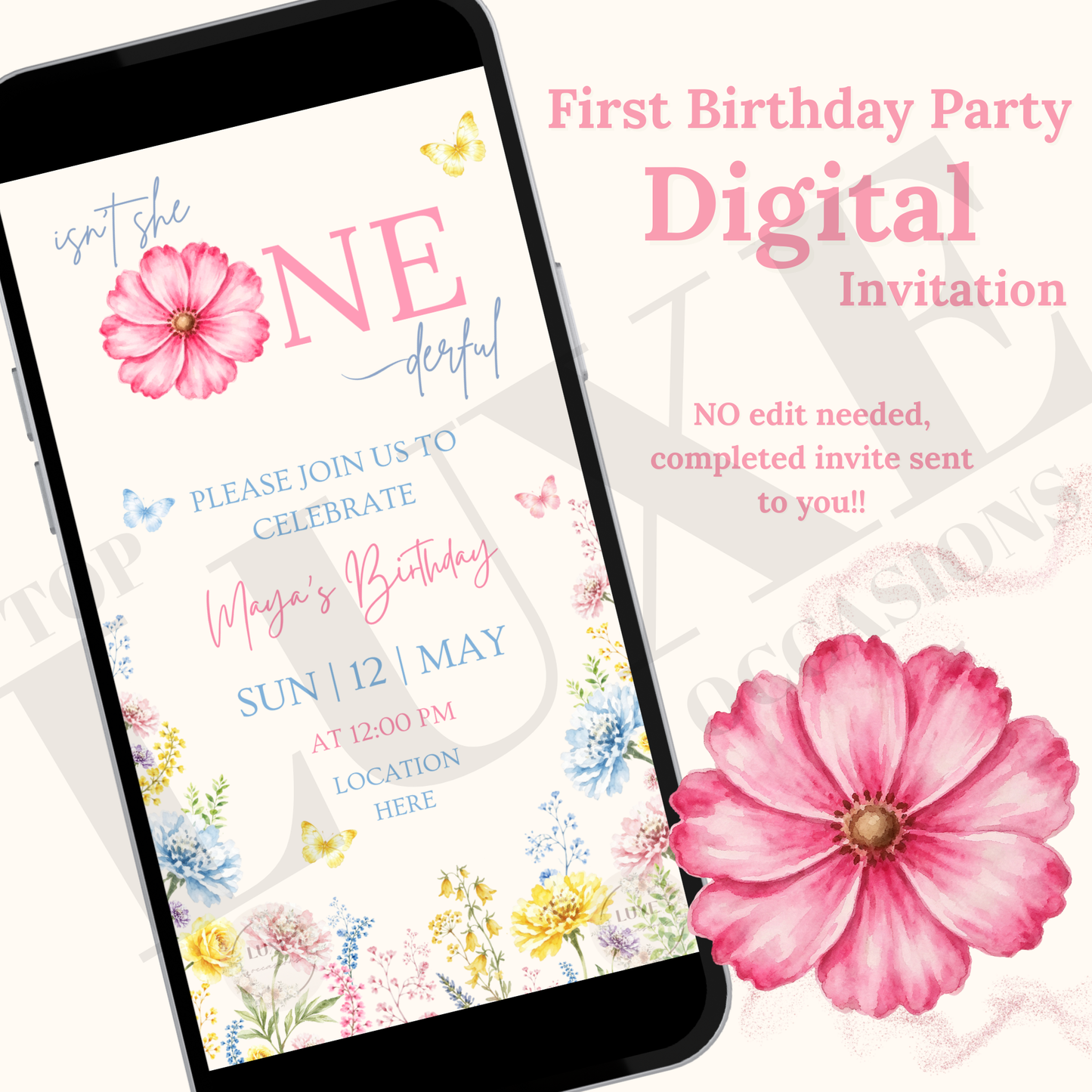 One Derful Birthday Photo Invite