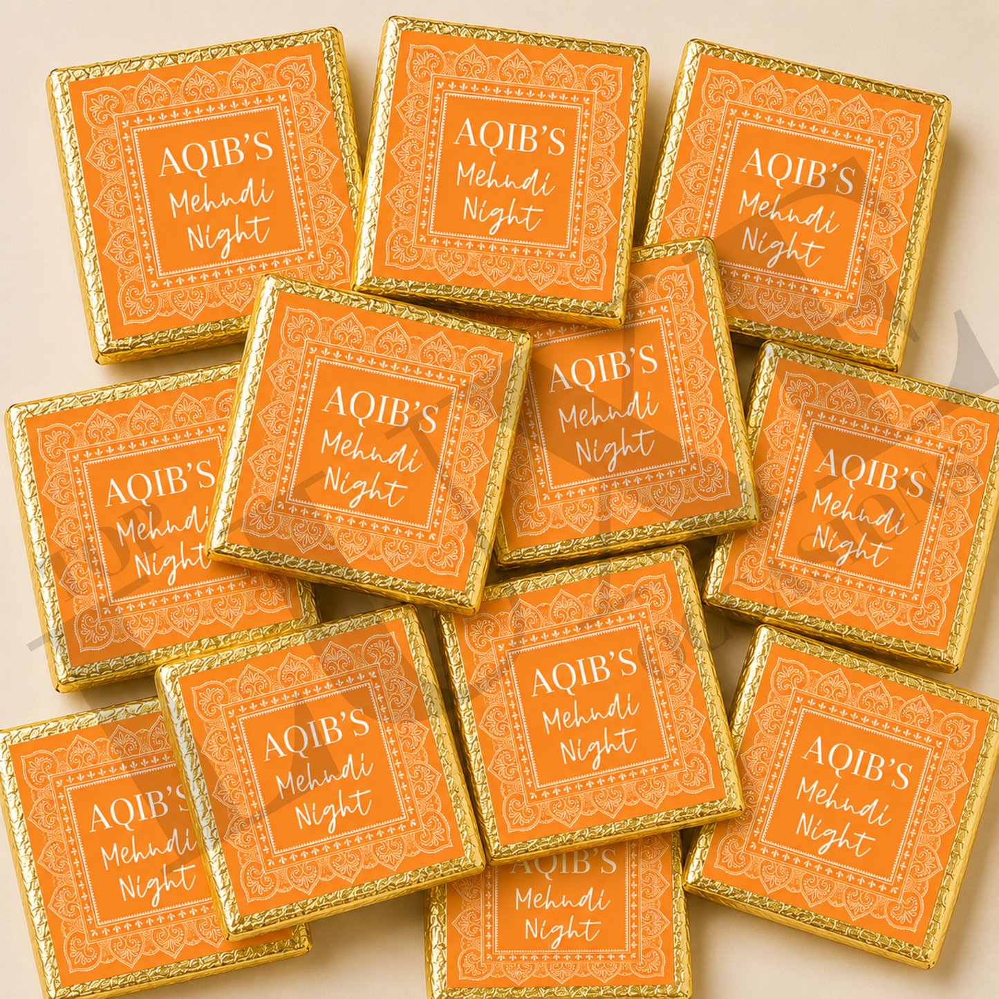 Mehndi Dholki Chocolate Square - Any Colour (Just Add In Personalisation Tab)