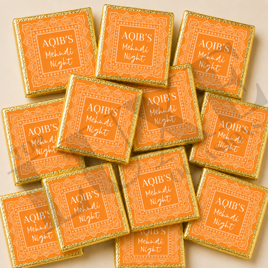 Mehndi Dholki Chocolate Square - Any Colour (Just Add In Personalisation Tab)
