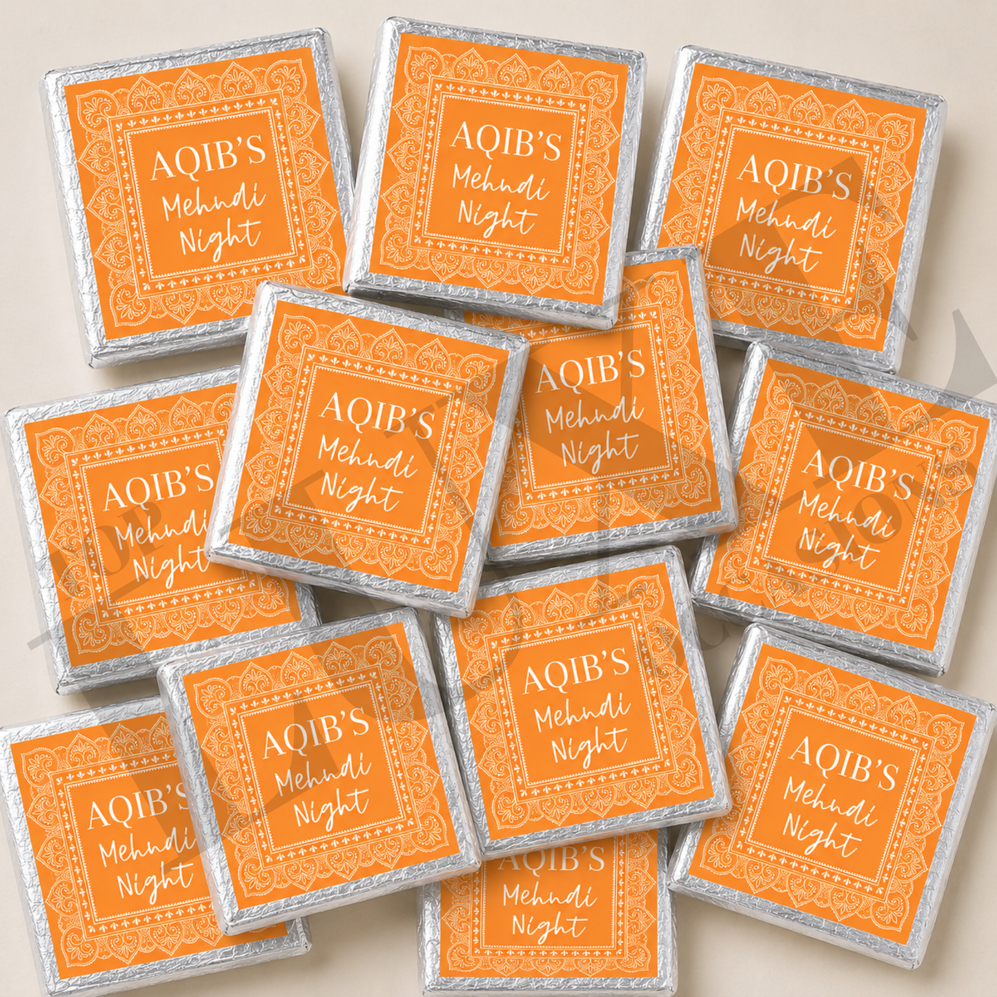 Mehndi Dholki Chocolate Square - Any Colour (Just Add In Personalisation Tab)